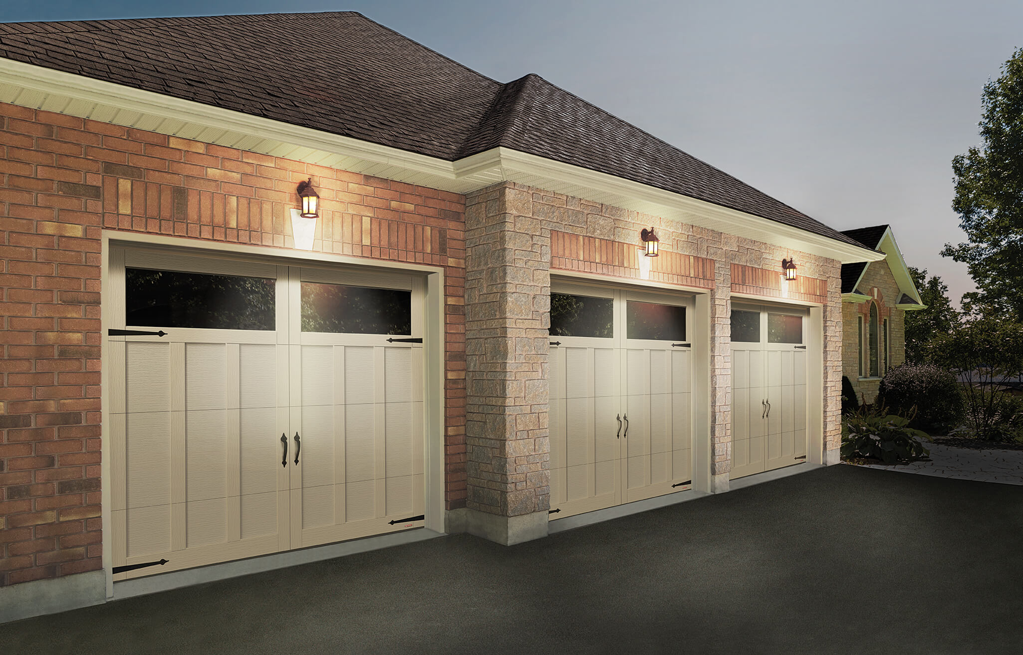 Portes de garage modernes avec éclairage